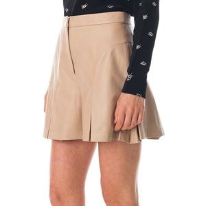 Tibi pleated leather shorts in tan sz6